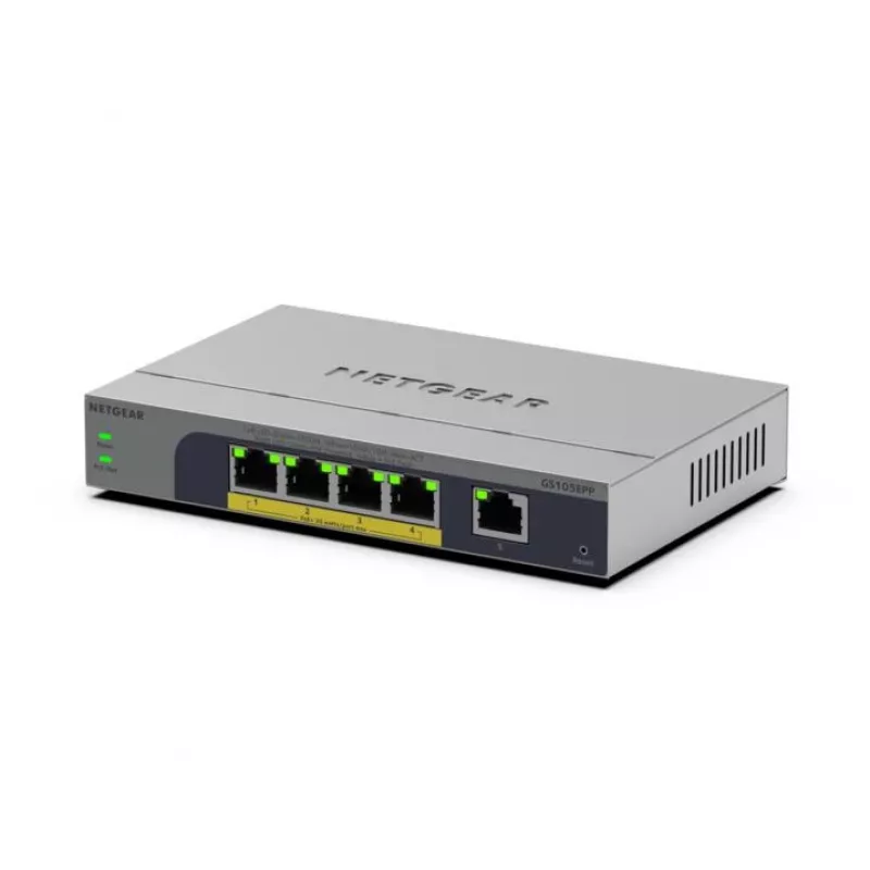 NETGEAR GS105EPP unmanaged Gigabit Ethernet (10/100/1000) Power over Ethernet (PoE) desktop/wandmontage grijs