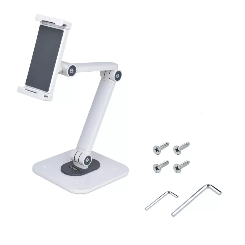 StarTech.com verstelbare tabletstandaard voor bureau – wandmontage – capaciteit 1 kg – ergonomisch gelede universele tabletstandaard – tabletsteun voor bureau zwenkbaar/draaibaar/roterend
