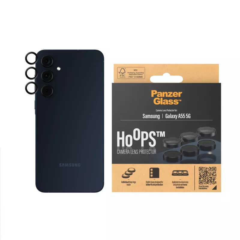 PanzerGlass ® Hoops® cameralensbescherming zwart Samsung Galaxy A55 5G