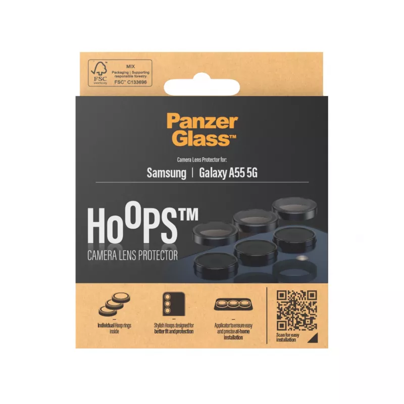 PanzerGlass ® Hoops® cameralensbescherming zwart Samsung Galaxy A55 5G