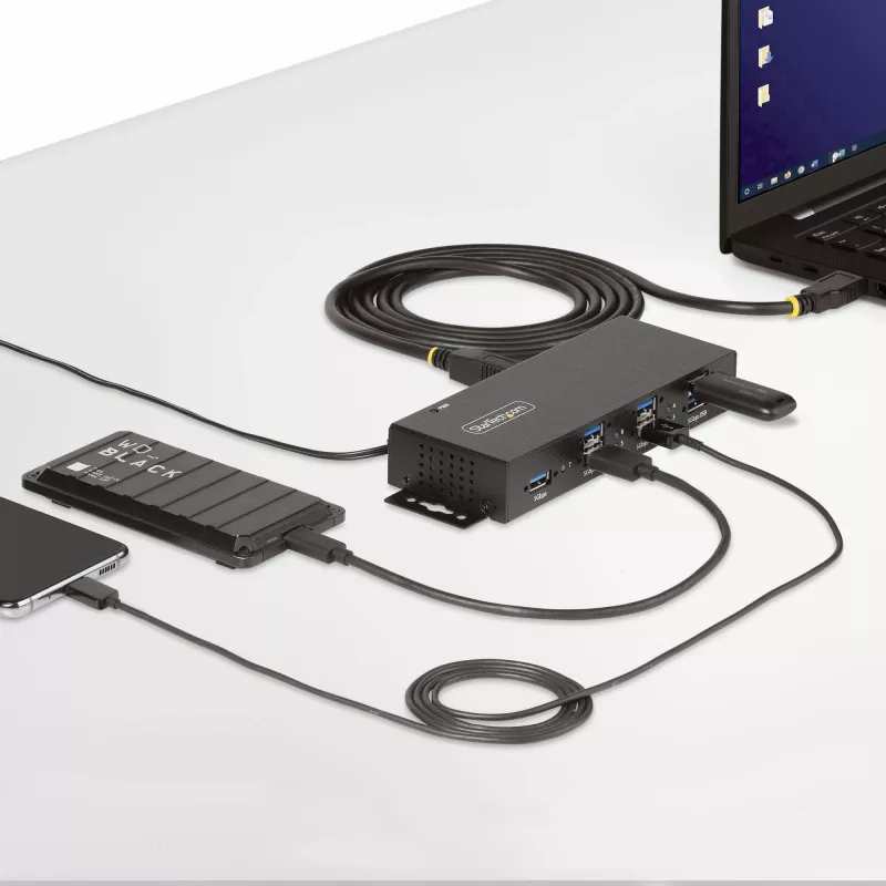 StarTech.com 5G7AINDRM-USB-A-HUB interface-hub USB 3.2 Gen 1 (3.1 Gen 1) Type-B 5000 Mbit/s zwart