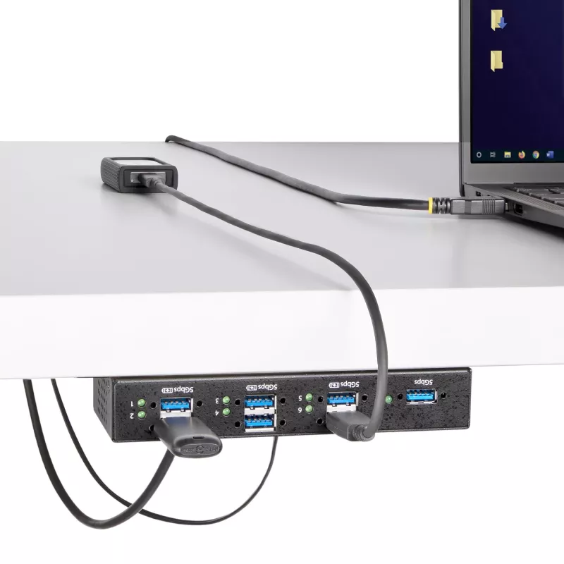 StarTech.com 5G7AINDRM-USB-A-HUB interface-hub USB 3.2 Gen 1 (3.1 Gen 1) Type-B 5000 Mbit/s zwart