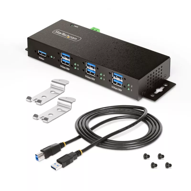 StarTech.com 5G7AINDRM-USB-A-HUB interface-hub USB 3.2 Gen 1 (3.1 Gen 1) Type-B 5000 Mbit/s zwart