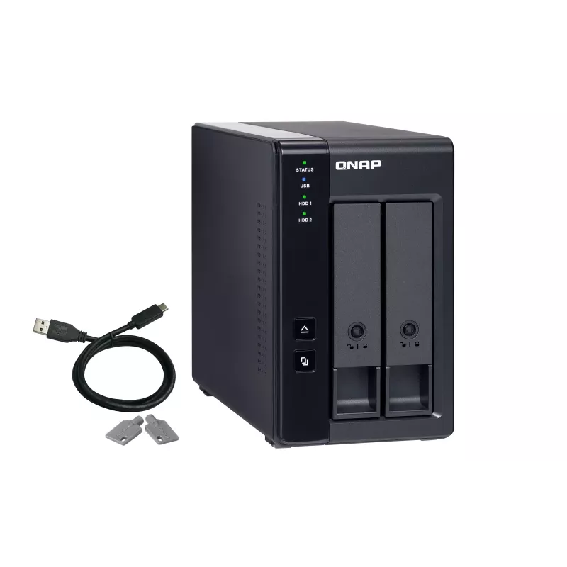 QNAP 2 Bay USB Type-C Direct Attached Storage met hardware RAID | TR-002 | Micro | 6 GB | zwart