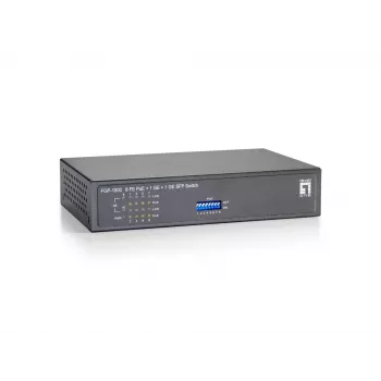 LevelOne 10-poorts Fast Ethernet PoE-switch, 1 x Gigabit RJ45, 1 x Gigabit SFP, 8 PoE-uitgangen, 120 W