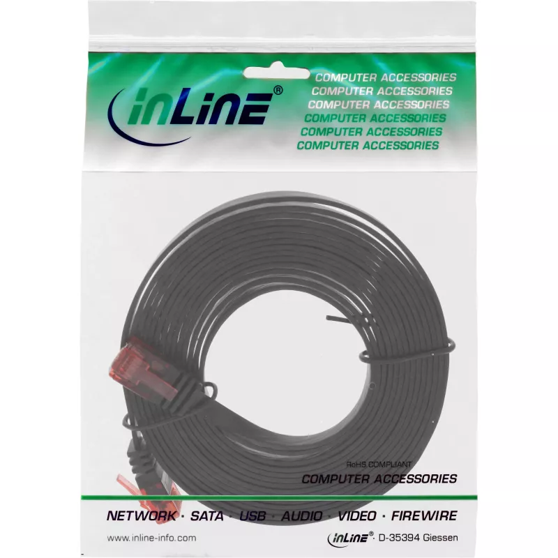 InLine platte ultraslim patchkabel U/UTP Cat.6 gigabit-geschikt zwart 1,5 m
