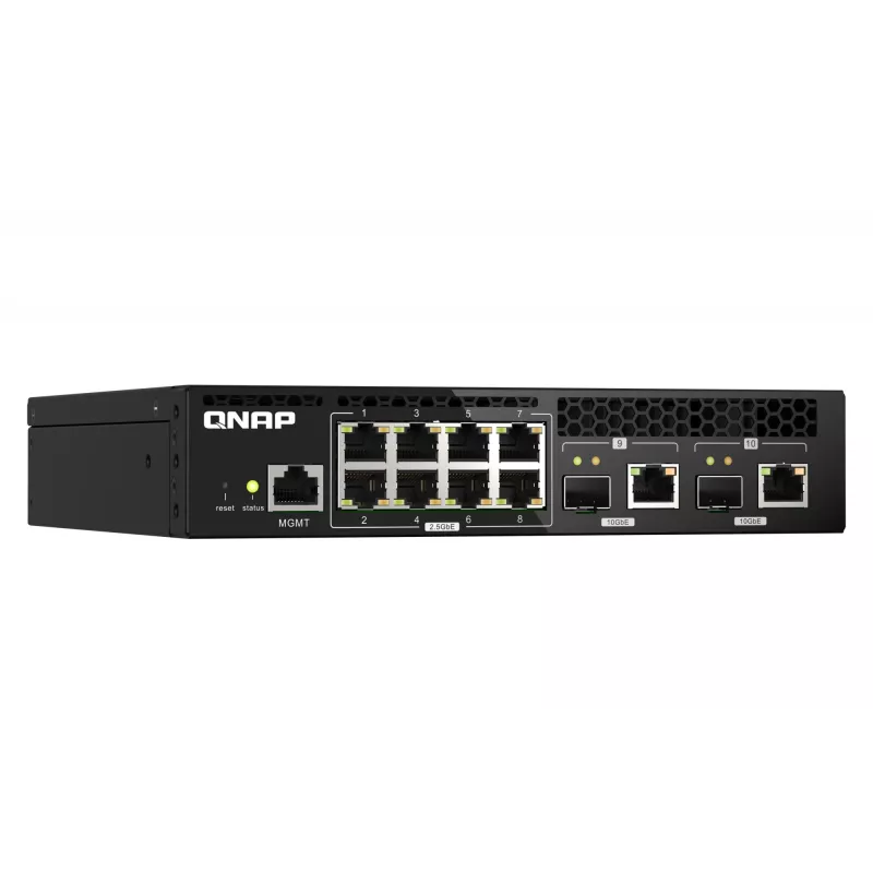 QNAP QSW-M2108R-2C managed L2-switch, 8 x 2,5GbE + 2 x 10GbE SFP+/RJ-45-combopoorten, halve breedte, rackmontage mogelijk