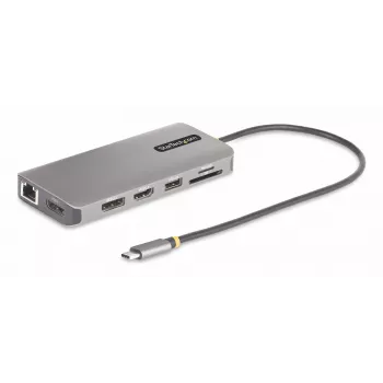 StarTech.com USB-C triple-monitor multiport-adapter, dual 4K 60 Hz + 4K 30 Hz HDMI & DisplayPort, 4-poorts USB-hub, 100 W PD pass-through, GbE, SD/MicroSD-kaartlezer