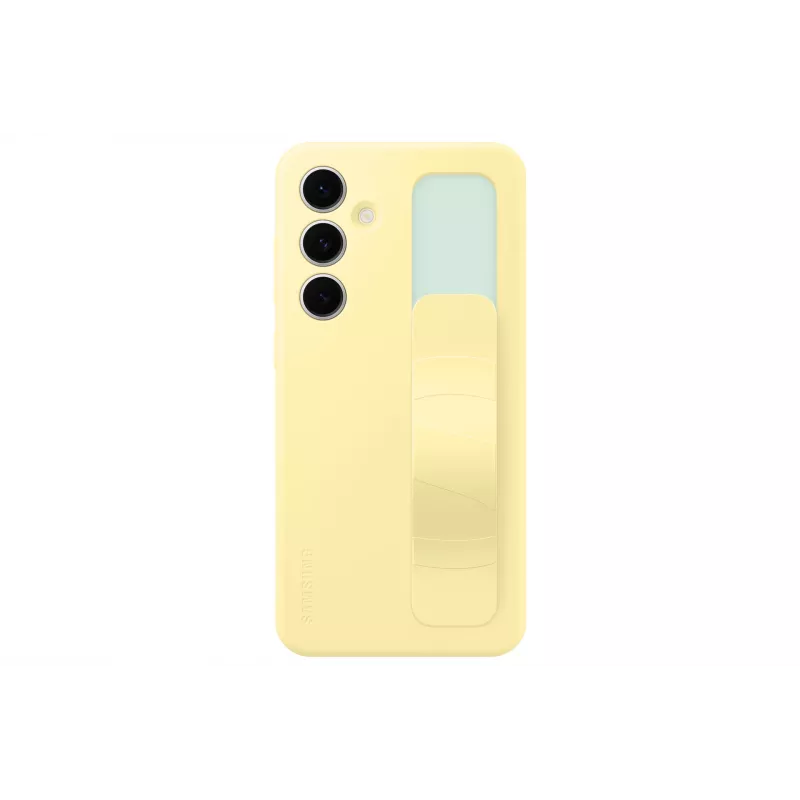 Hoesje Samsung Galaxy S24 FE monochroom geel met tafelstandaard