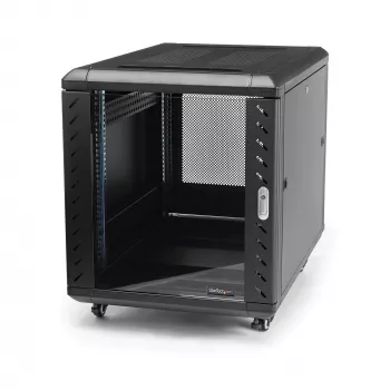 StarTech.com 4-paals 12U serverrack, afsluitbare 19-inch datakast voor computer-/AV-/IT-apparatuur, kantoor-/thuisnetwerkrack met wielen & verstelbare montagerails