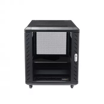 StarTech.com 4-paals 12U serverrack, afsluitbare 19-inch datakast voor computer-/AV-/IT-apparatuur, kantoor-/thuisnetwerkrack met wielen & verstelbare montagerails