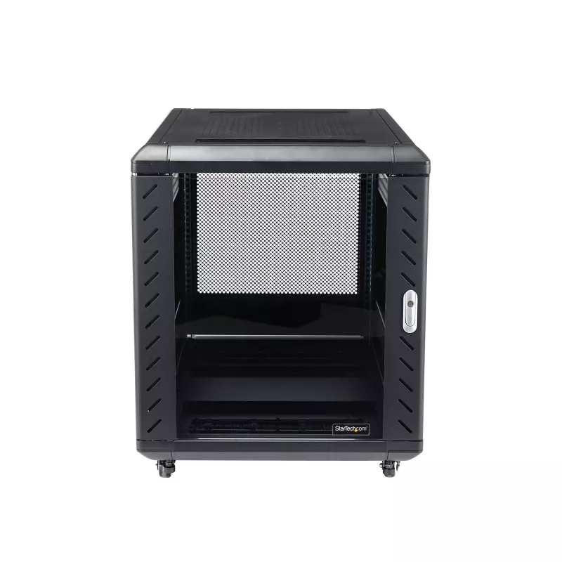 StarTech.com 4-paals 12U serverrack, afsluitbare 19-inch datakast voor computer-/AV-/IT-apparatuur, kantoor-/thuisnetwerkrack met wielen & verstelbare montagerails