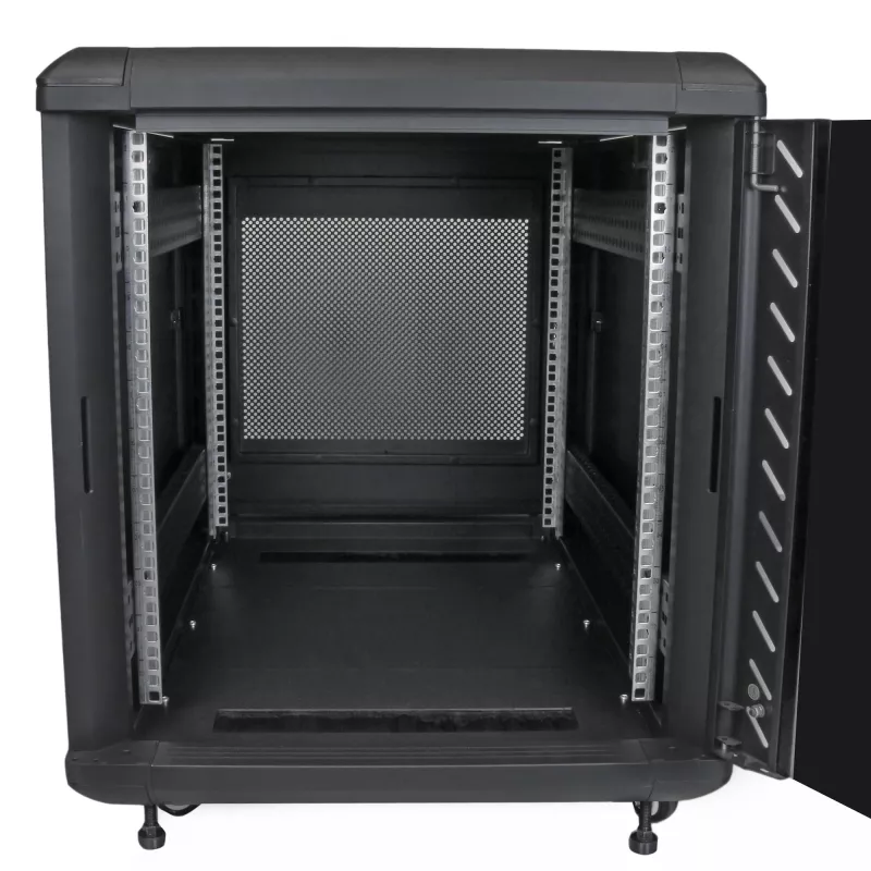 StarTech.com 4-paals 12U serverrack, afsluitbare 19-inch datakast voor computer-/AV-/IT-apparatuur, kantoor-/thuisnetwerkrack met wielen & verstelbare montagerails