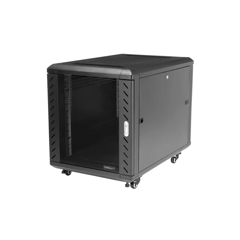 StarTech.com 4-paals 12U serverrack, afsluitbare 19-inch datakast voor computer-/AV-/IT-apparatuur, kantoor-/thuisnetwerkrack met wielen & verstelbare montagerails