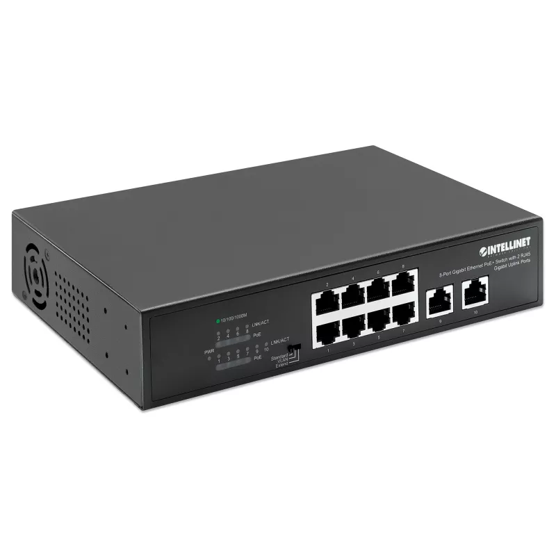 Intellinet 8-poorts Gigabit Ethernet PoE+ switch 120W 2 uplink-poorten