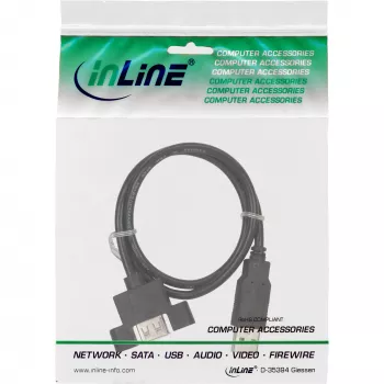 InLine USB 2.0 adapterkabel Type-A stekker / A bus voor slotbeugel, 0,6 m