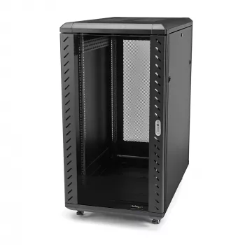 StarTech.com 4-paal 18HE serverrack, afsluitbare 19-inch datakast voor computer / AV / IT-apparatuur, kantoor- / thuisnetwerkkast met wielen & verstelbare montagerails