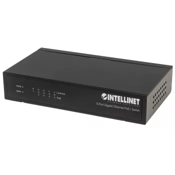 Intellinet 5-poorts Gigabit Ethernet PoE+ switch, 4 x PSE-poorten, IEEE 802.3at/af Power over Ethernet (PoE+/PoE) conform, 60 W, desktop