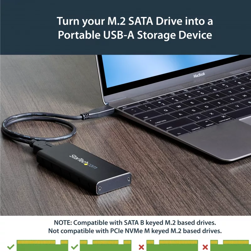 StarTech.com M.2 SSD-behuizing voor M.2 SATA SSD's - USB 3.1 (10 Gbit/s) met USB-C-kabel