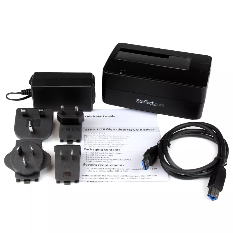StarTech.com single bay USB 3.1 naar SATA harde schijf-dockingstation, USB 3.1 (10 Gbps) harde schijf-dock, externe 2,5/3,5 inch SATA III HDD/SSD dockingstation, top-loading harde schijf-slot