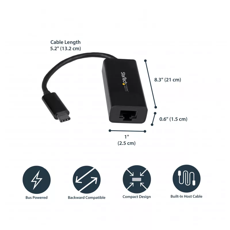 StarTech.com USB-C naar Gigabit Ethernet adapter - zwart