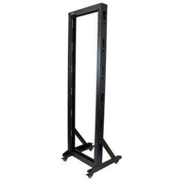 StarTech.com 2-paal 42U mobiel open-frame serverrack, tweepaal 19-inch netwerkrack met wielen, verrijdbaar open rack voor AV/data/media/IT-apparatuur, computerrack voor thuis/kantoor - zwenkwielen inbegrepen