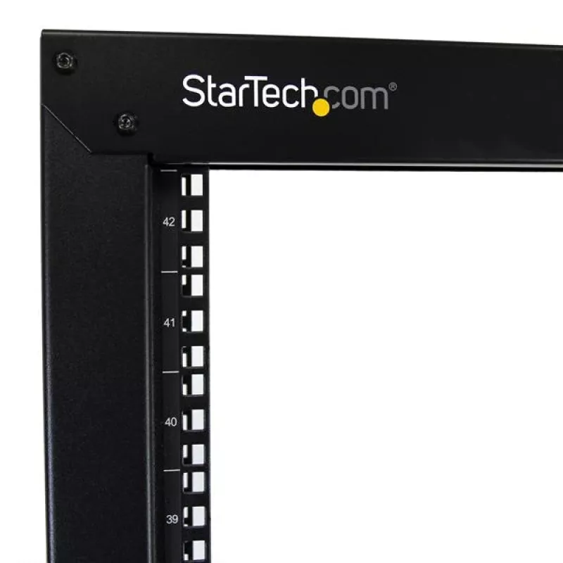 StarTech.com 2-paal 42U mobiel open-frame serverrack, tweepaal 19-inch netwerkrack met wielen, verrijdbaar open rack voor AV/data/media/IT-apparatuur, computerrack voor thuis/kantoor - zwenkwielen inbegrepen