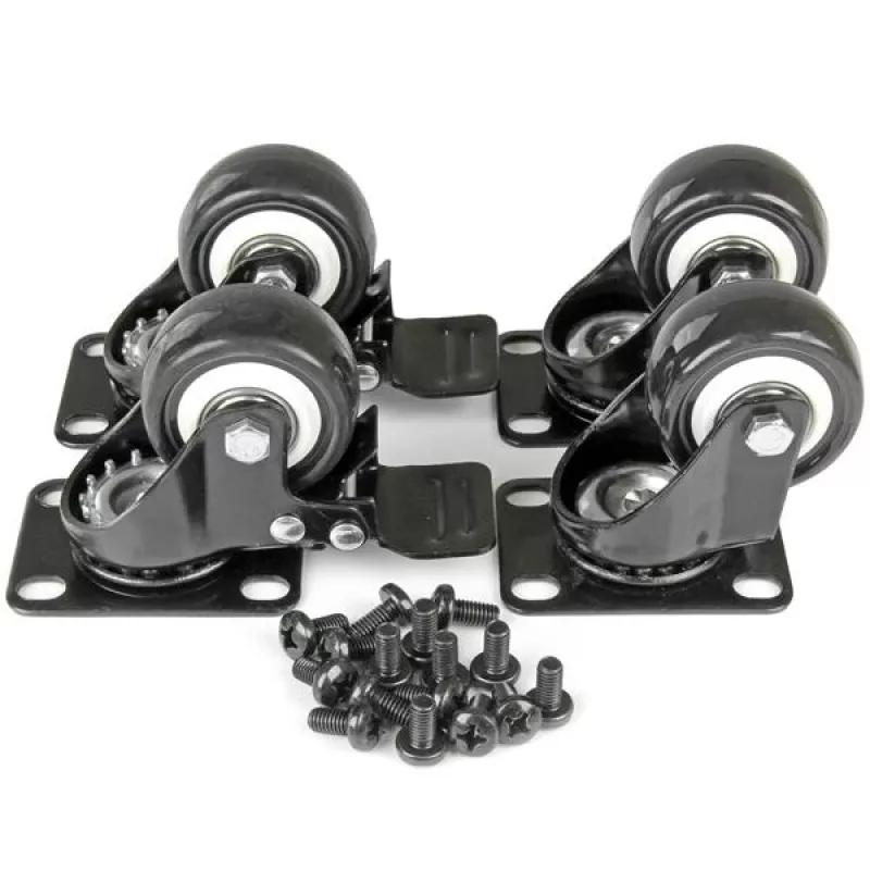 StarTech.com 2-paal 42U mobiel open-frame serverrack, tweepaal 19-inch netwerkrack met wielen, verrijdbaar open rack voor AV/data/media/IT-apparatuur, computerrack voor thuis/kantoor - zwenkwielen inbegrepen