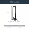 StarTech.com 2-paal 42U mobiel open-frame serverrack, tweepaal 19-inch netwerkrack met wielen, verrijdbaar open rack voor AV/data/media/IT-apparatuur, computerrack voor thuis/kantoor - zwenkwielen inbegrepen