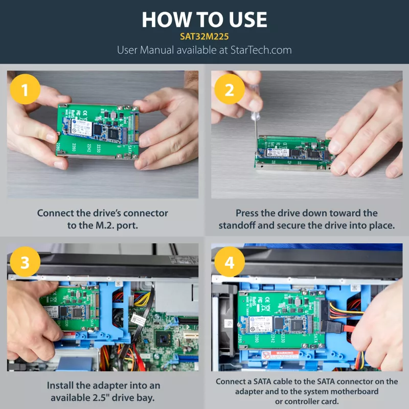 StarTech.com M.2 SATA SSD naar 2,5 inch SATA adapter - M.2 NGFF naar SATA converter - 7mm - open-frame houder - M2 harddiskadapter