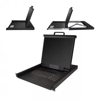 StarTech.com rackmount KVM-console – single-port VGA KVM met 19-inch lcd-monitor voor serverrack – volledig uitgeruste universele 1HE lcd KVM-lade met kabels & hardware – USB-ondersteuning – 50.000 MTBF