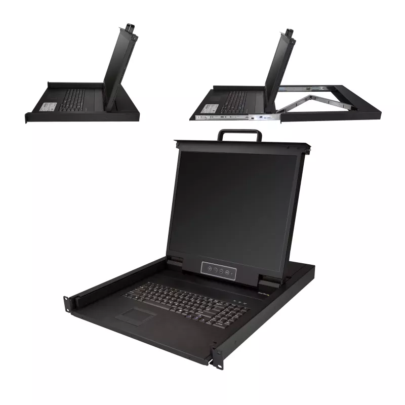 StarTech.com rackmount KVM-console – single-port VGA KVM met 19-inch lcd-monitor voor serverrack – volledig uitgeruste universele 1HE lcd KVM-lade met kabels & hardware – USB-ondersteuning – 50.000 MTBF