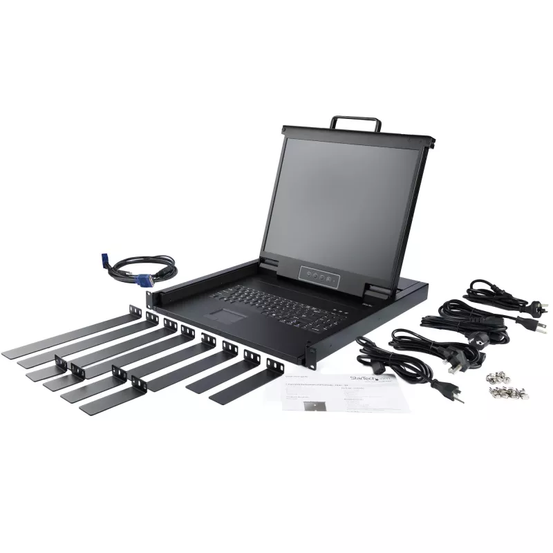 StarTech.com rackmount KVM-console – single-port VGA KVM met 19-inch lcd-monitor voor serverrack – volledig uitgeruste universele 1HE lcd KVM-lade met kabels & hardware – USB-ondersteuning – 50.000 MTBF