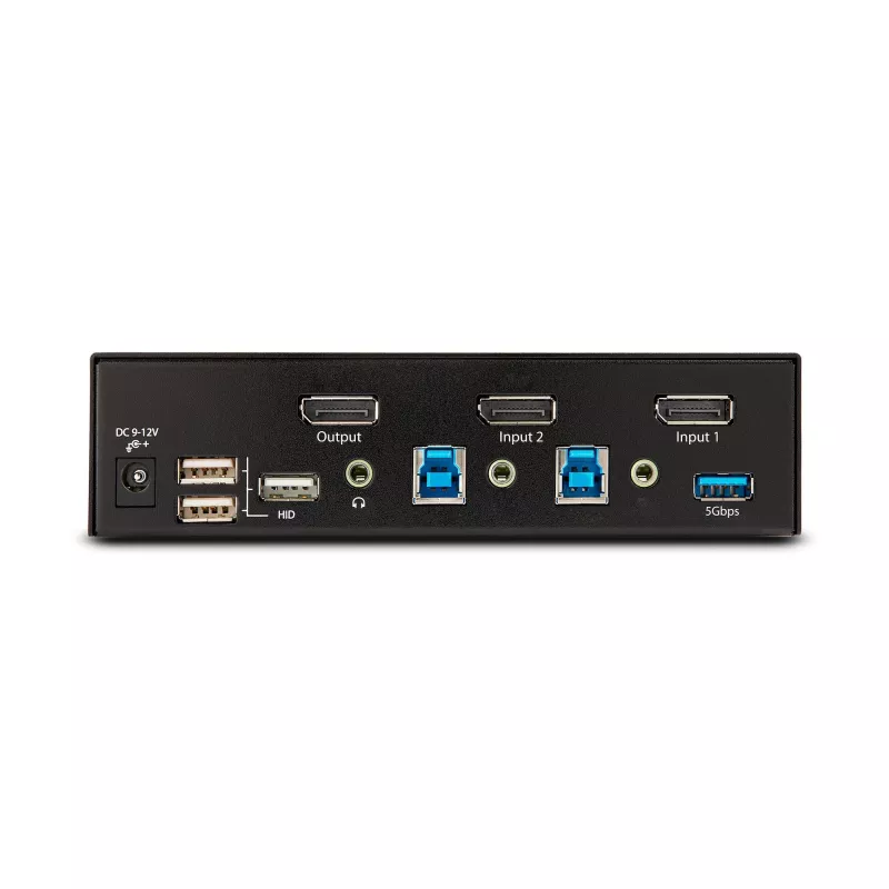 StarTech.com 2-poorts DisplayPort KVM-switch, 8K 60Hz / 4K 144Hz, enkel scherm, DP 1.4, 2x USB 3.0 aansluitingen, 4x USB 2.0 HID aansluitingen, drukknop- & hotkey-omschakeling, TAA-conform - besturingssysteemonafhankelijk, metalen behuizing
