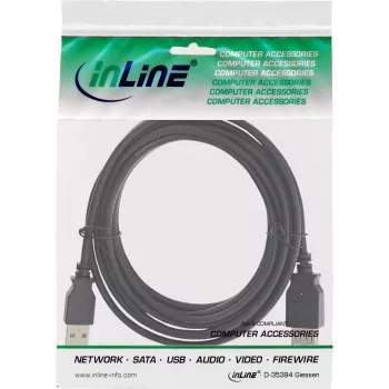 USB 2.0 verlengkabel type A stekker/bus InLine 34650B 0,5 m zwart