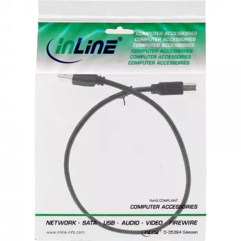 USB 2.0 kabel type A stekker / B stekker zwart 0,5m InLine 34550X