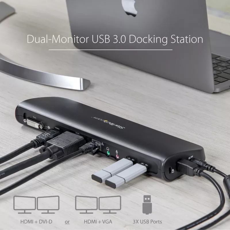 StarTech.com dual-monitor USB 3.0 dockingstation met HDMI & DVI/VGA