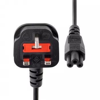 StarTech.com 3ft (1m) UK laptop-netkabel, BS 1363 naar C5 (klaverblad), 2,5A 250V, 18AWG, UK laptop-vervangingskabel, printer-netkabel, laptop-oplaadkabel, laptop-voedingskabel