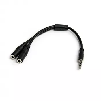 StarTech.com headset-adapter voor headsets met gescheiden hoofdtelefoon-/microfoonstekkers – 3,5 mm 4-polig naar 2x 3-polig 3,5 mm stekker/bus