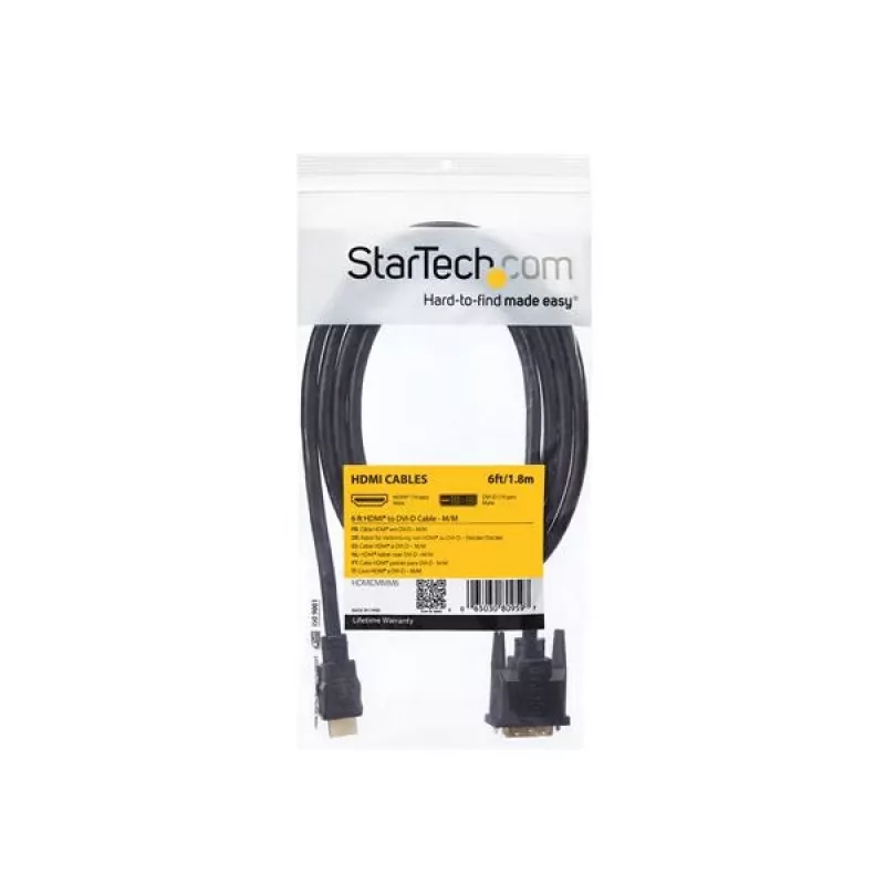 StarTech.com 6 ft HDMI naar DVI-D-kabel - M/M, 1,8 m, HDMI, DVI-D, stekker, stekker, recht