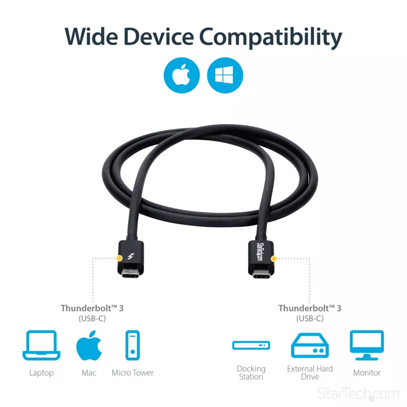 StarTech.com 1m Thunderbolt 3 (20Gbps) USB-C-kabel – Thunderbolt, USB en DisplayPort compatibel