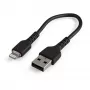 StarTech.com 15 cm duurzame zwarte USB-A-naar-Lightning-kabel – robuuste aramidevezel USB Type-A-naar-Lightning laad-/sync-netkabel – Apple MFi-gecertificeerd voor iPad/iPhone 12