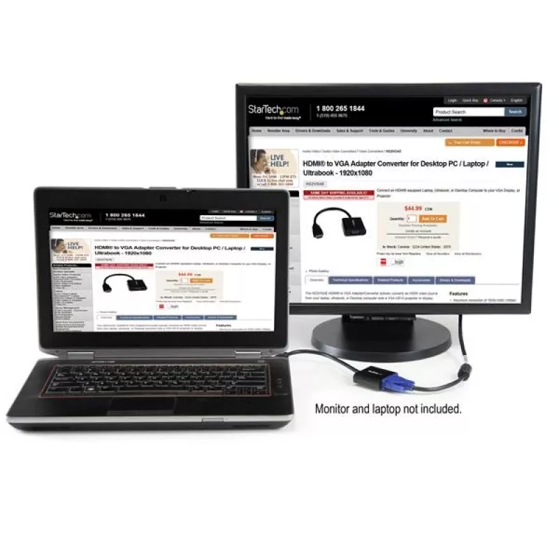 StarTech.com HDMI-naar-VGA-adapterconverter voor desktop-pc / laptop / ultrabook – 1920x1080