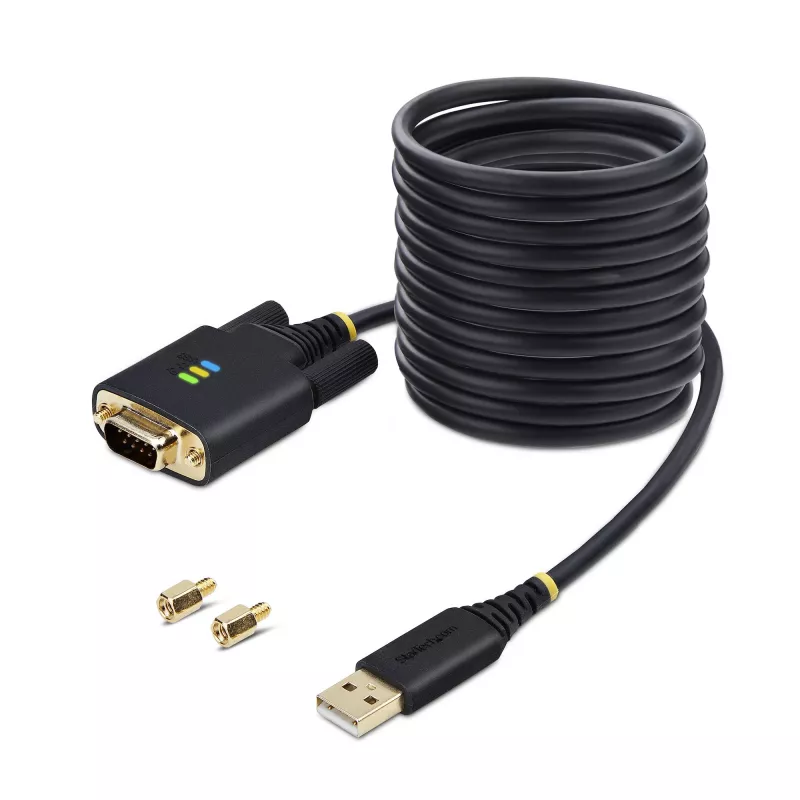 StarTech.com 3 m USB-naar-serieel-adapterkabel, COM-behoud, verwisselbare schroeven/moeren, USB-A naar DB9 RS232, FTDI IC, ESD-bescherming, Windows/macOS/Linux
