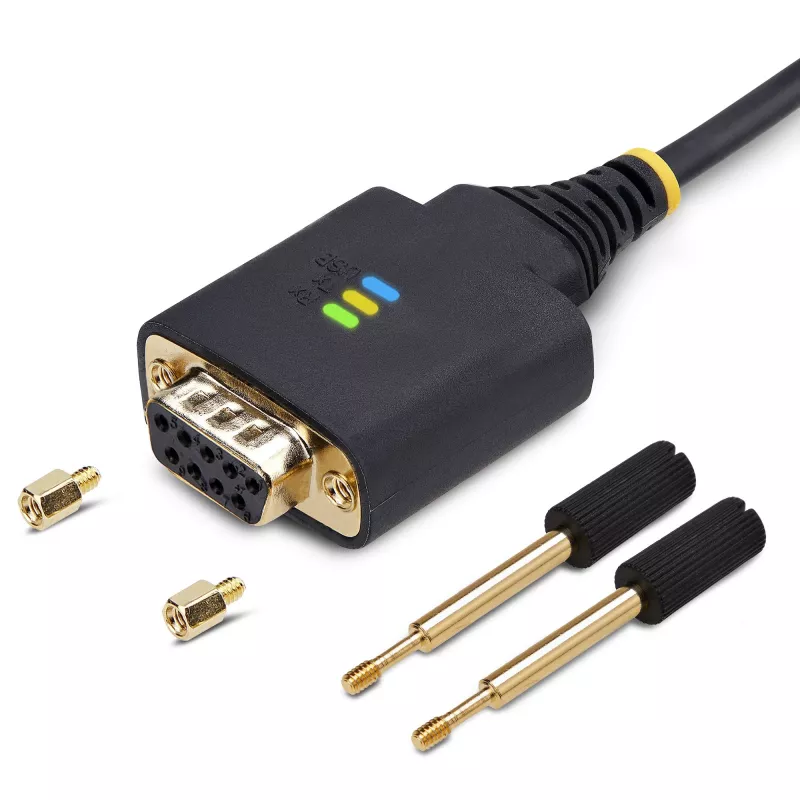 StarTech.com 1m USB naar nullmodem serieel adapterkabel, verwisselbare DB9-schroeven/moeren, COM Retention, USB-A naar RS232, FTDI, Level-4 ESD-bescherming, Windows/macOS/ChromeOS/Linux – robuuste TPE-constructie