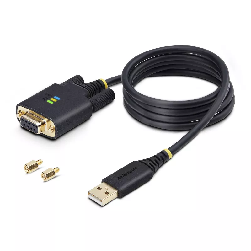 StarTech.com 1m USB naar nullmodem serieel adapterkabel, verwisselbare DB9-schroeven/moeren, COM Retention, USB-A naar RS232, FTDI, Level-4 ESD-bescherming, Windows/macOS/ChromeOS/Linux – robuuste TPE-constructie
