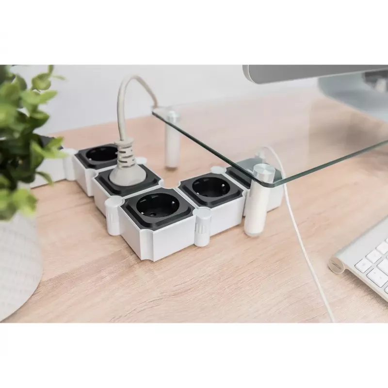 Stekkerdoos Digitus flexibel 4-voudig met 2 USB-poorten & schakelaar