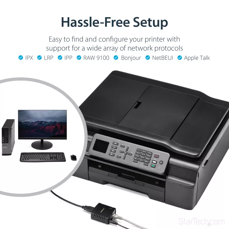 StarTech.com 10/100Mbps Ethernet-naar-USB 2.0 netwerk-LPR-printserver