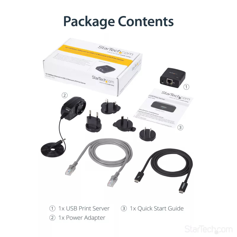 StarTech.com 10/100Mbps Ethernet-naar-USB 2.0 netwerk-LPR-printserver