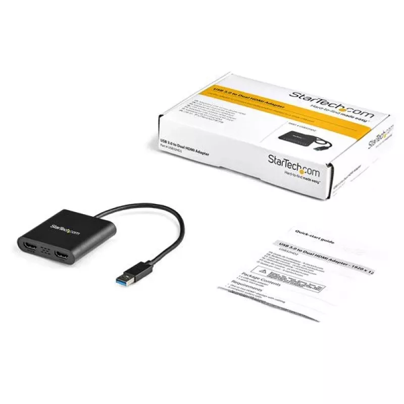 StarTech.com USB 3.0 naar dual HDMI-adapter, USB naar 2x HDMI-monitorconverter voor Windows (geen ondersteuning voor macOS/ChromeOS/Linux) - TAA